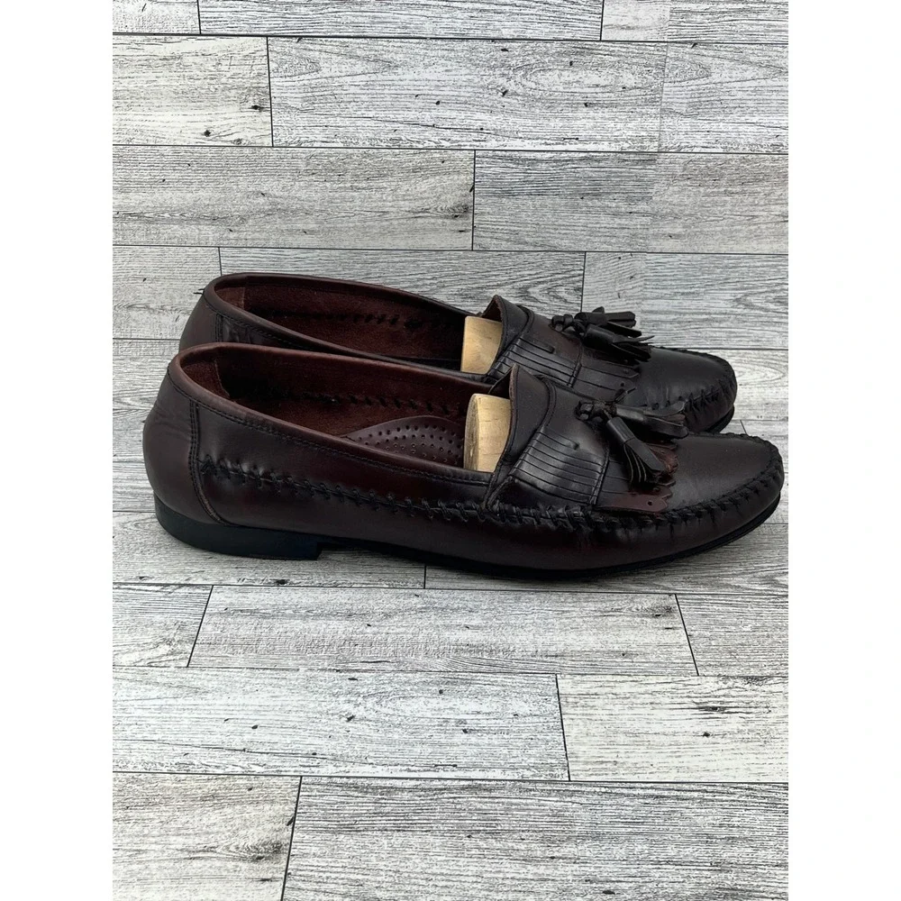 Bass Mens Loafers Tassel Dress Shoes Leather Upper Size 10 M Brown Brazil‎ - Picture 3 of 8